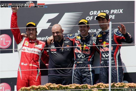 Victoria de Vettel en el GP de Europa; Alonso segundo, supera a Webber