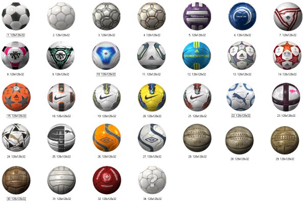 PES2012: Lista de balones