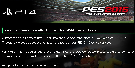 PES 2015: PlayStation Network caído temporalmente
