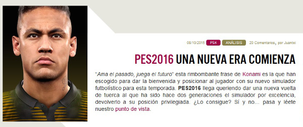 PES 2016: Una nueva era comienza. Análisis por Juantxi