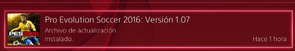 PES 2016: Nueva actualización oficial 1.07