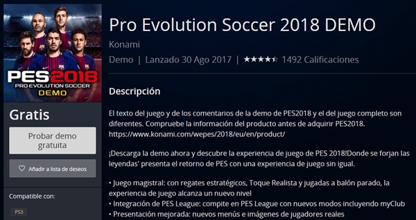 demo pes 2018 ps3