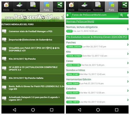 Descarga la versión 1.3 de la APP Android de PeSoccerWorld