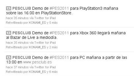 PES2011 Demo: Horas  de salida para mañana dia 15