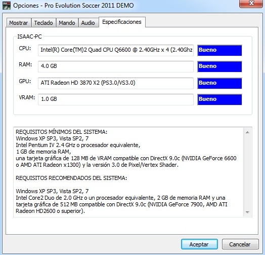 PES2011 PC: Requisitos