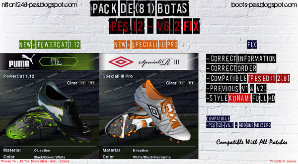 pack de 81 botas pes2012