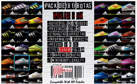 pack de 81 botas para pes2012