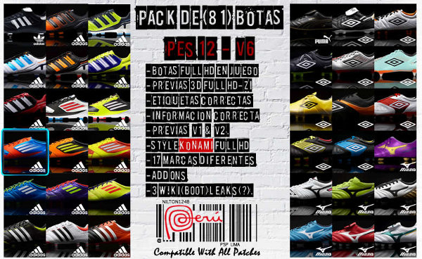 pack de 81 botas para pes2012