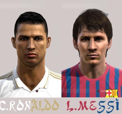 cara cristiano ronaldo y messi en hd pes2012