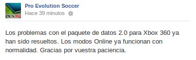 PES2013: Solucionados los problemas online en XBOX360