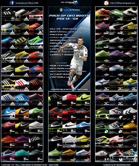 pack de 81 botas pes 2013