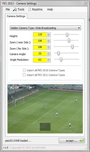 camera setting pes2013