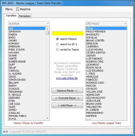 team data transfer pes2013