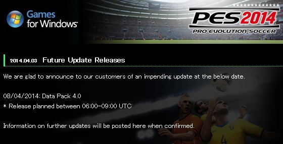 PES 2014: El paquete de datos 4.0 llegará a PC el 8 de abril