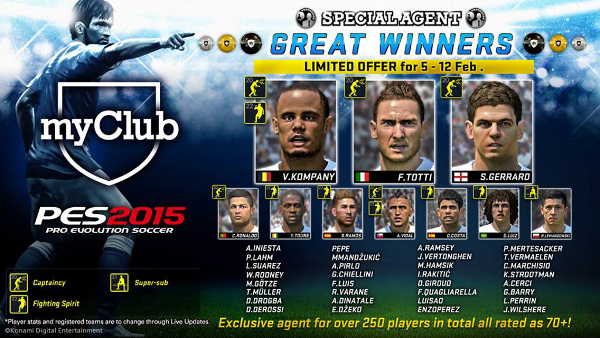 PES 2015: Representante especial en myClub ya disponible