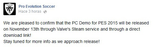 PES 2015: La demo de PC llegará el 13 de noviembre