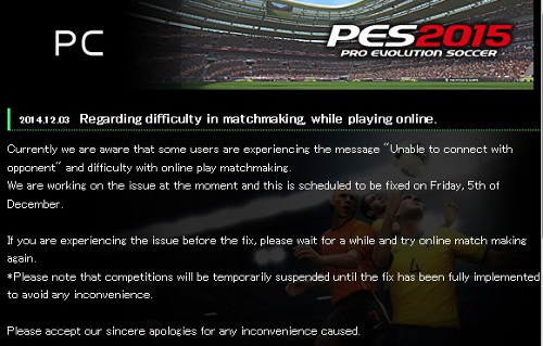 PES 2015: Solución problemas emparejamiento día 5