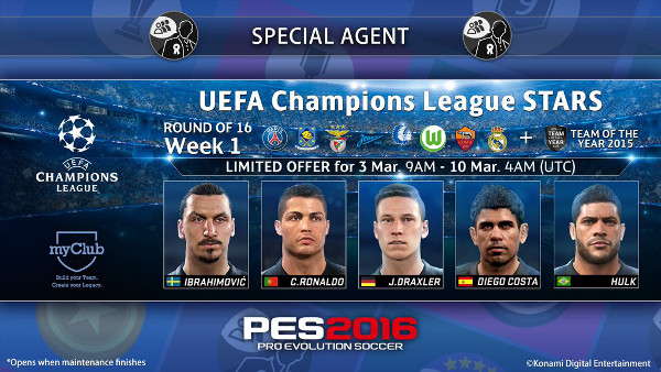 PES 2016: Vuelve la UEFA Champions League Stars a myClub