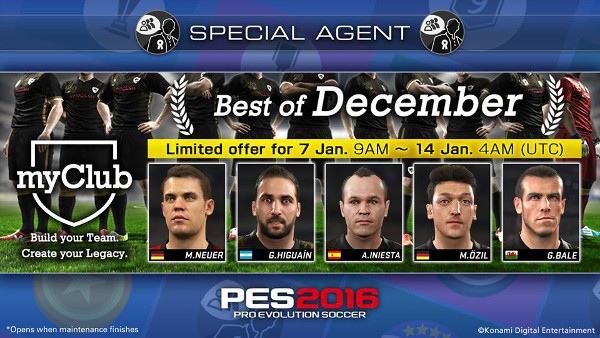 PES 2016: Los mejores jugadores de diciembre llegan a MyClub