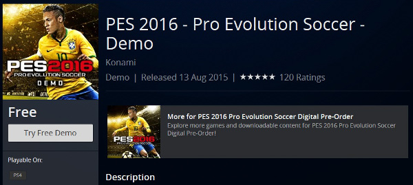 PES 2016: Ya disponible en el Store de Nueva Zelanda para PS4 y PS3