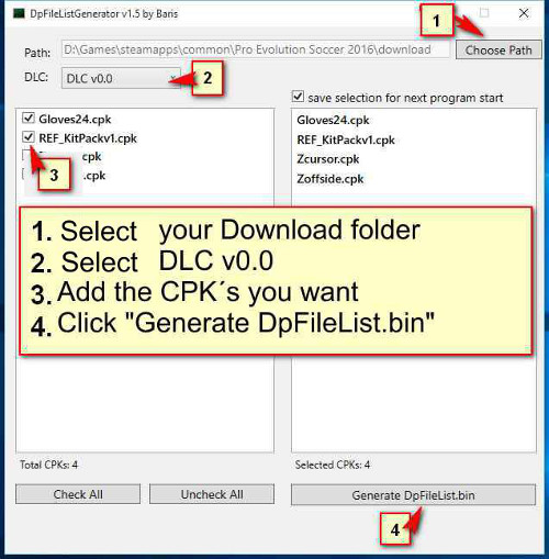 DpFileListGenerator pes 2016