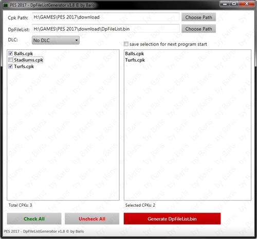 DpFileList Generator pes 2017