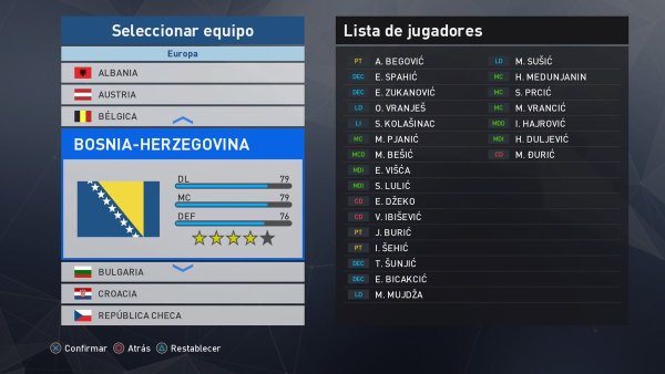 selecciones europa pes 2017 ps4