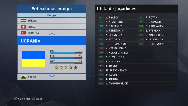 selecciones europa pes 2017 ps4