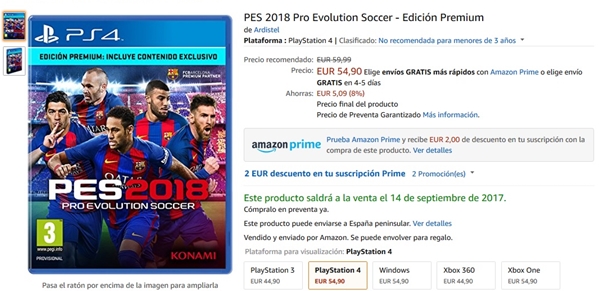 PES 2018: Resérvalo ya para PS4, PS3, XBOX ONE, XBOX 360 o PC