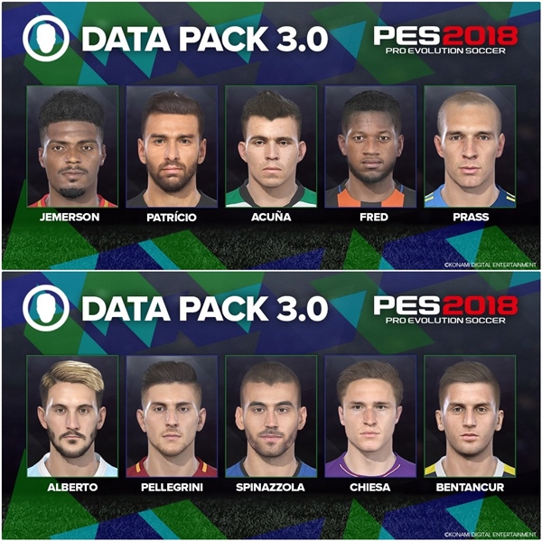 PES 2018: Nuevas caras en el Data Pack 3.0