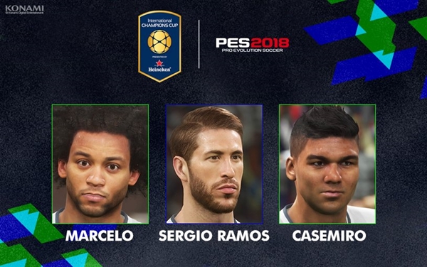 Las caras de Marcelo, Sergio Ramos y Casemiro en PES 2018