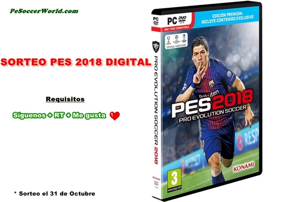 Sorteo octubre de un PES 2018 versión digital PC