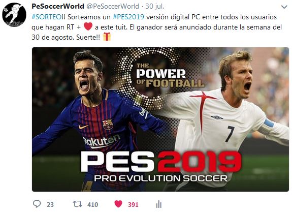Ganador sorteo Pro Evolution Soccer 2019 PC septiembre