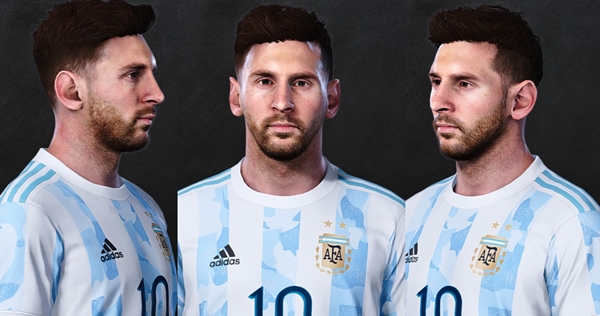 Cara y pelo de Messi en la Copa América PES 2021 - by Valentinlgs10